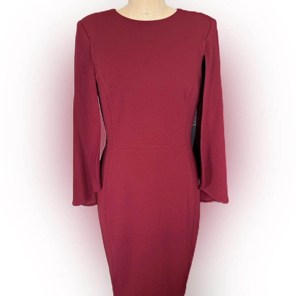 BNWT Calvin Klein Indigo Burgundy Dress With Open Arms and Zip Closure. Size 4